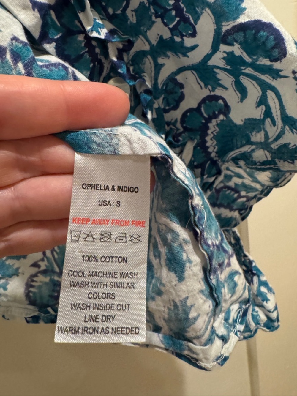 Teal Floral Ruffle-Collar Button Front Blouse size S - Picture 3 of 5